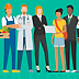 illustration of a group of people from different jobs standing together