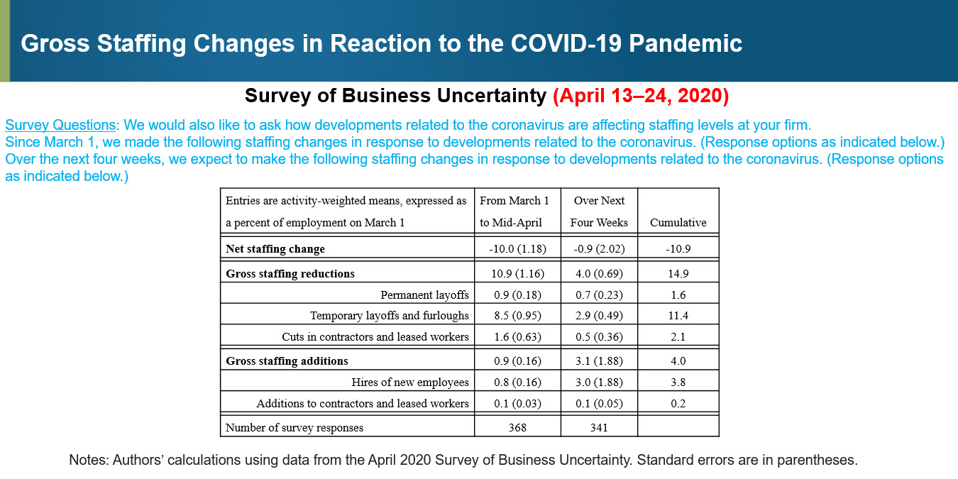 macroblog chart: Gross Staffing Changes in Reaction to the COVID-19 Pandemic